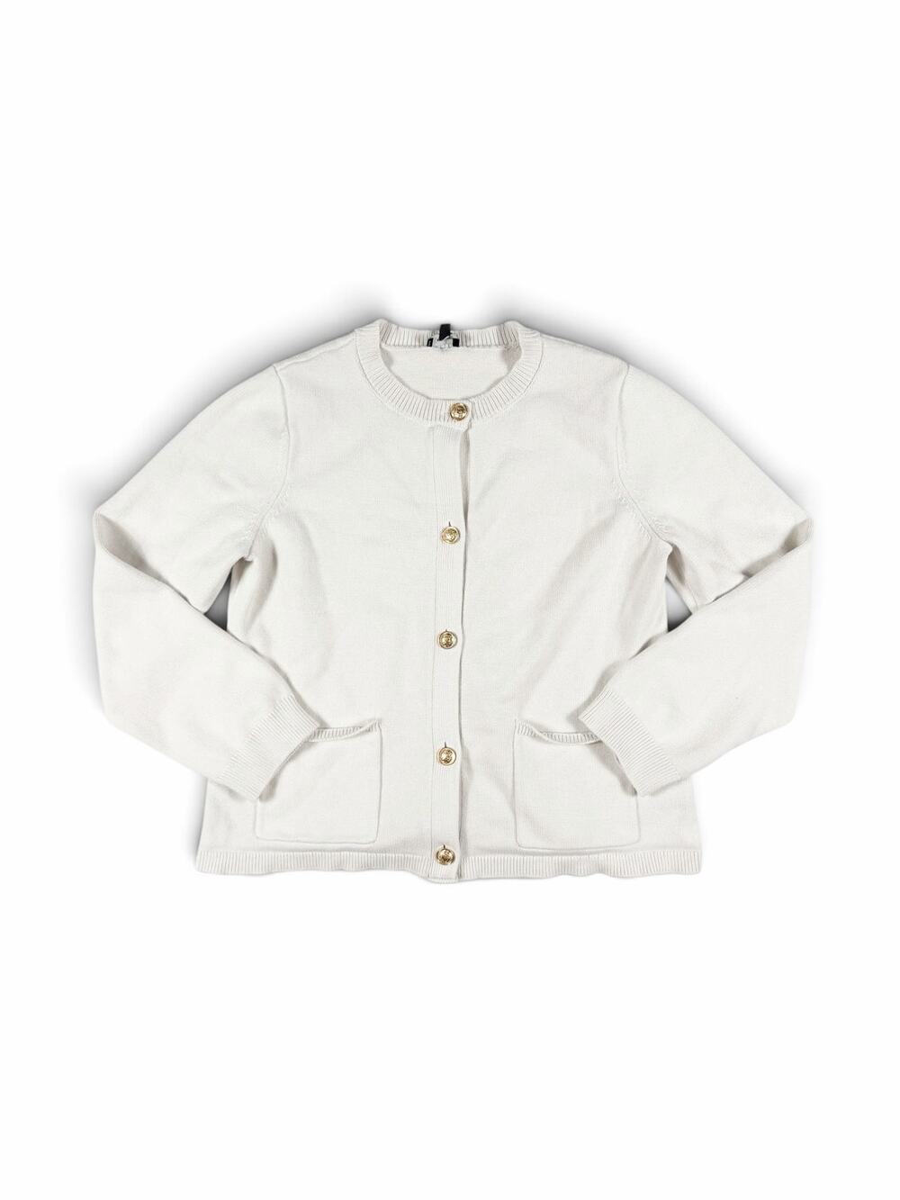 Express Women’s Gold Button Knit Cardigan Ivory Large